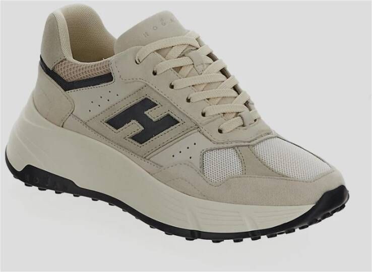 Hogan Leren Vetersneaker Beige Dames