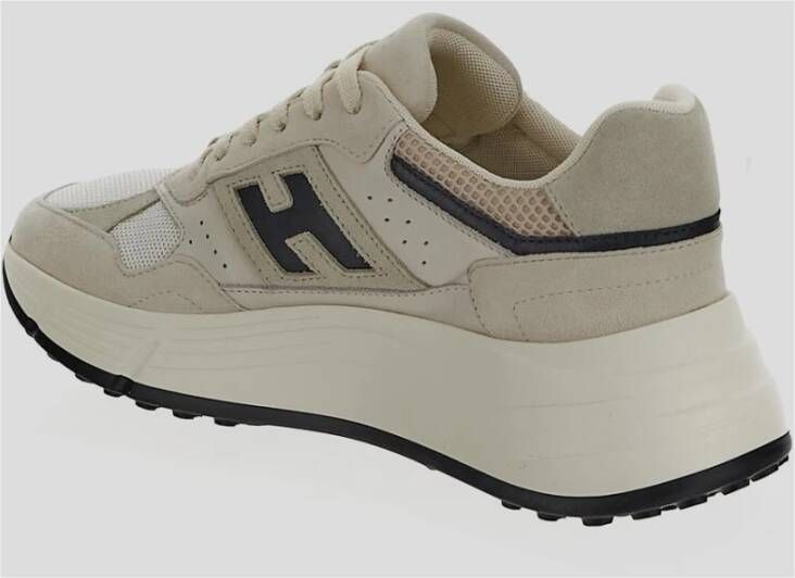 Hogan Leren Vetersneaker Beige Dames