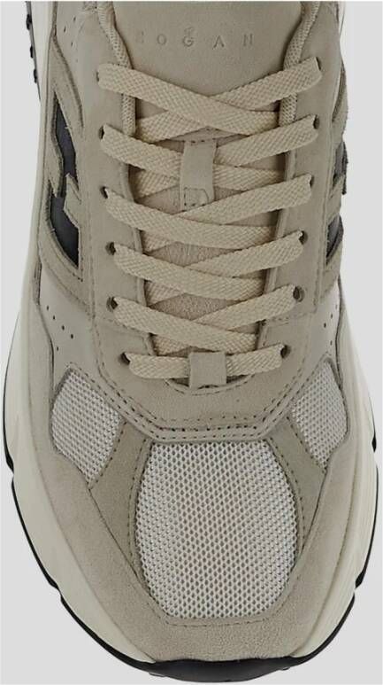 Hogan Leren Vetersneaker Beige Dames