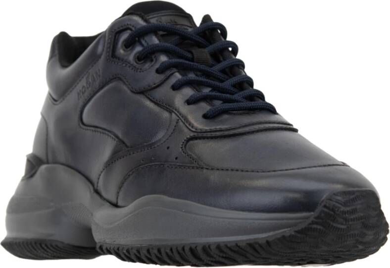 Hogan Leren Vetersneakers Black Heren