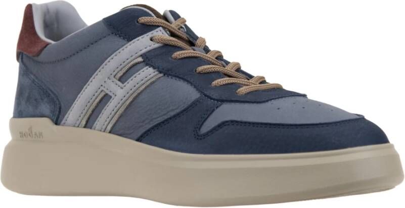 Hogan Leren Vetersneakers Blue Heren