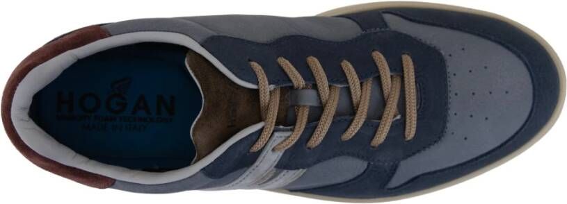 Hogan Leren Vetersneakers Blue Heren