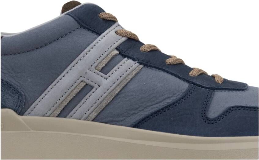 Hogan Leren Vetersneakers Blue Heren