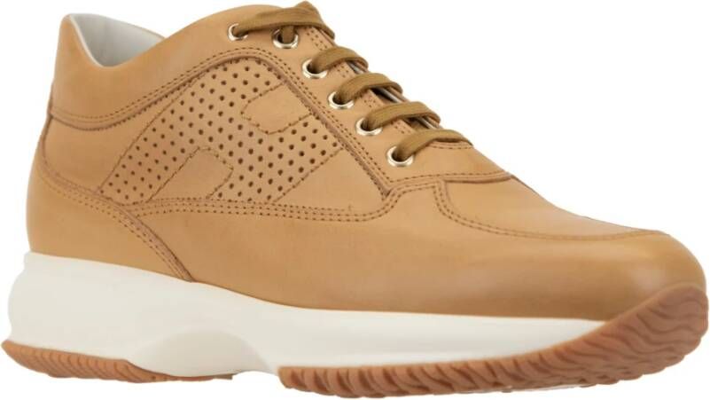 Hogan Leren Vetersneakers met 'H' Detail Orange Dames