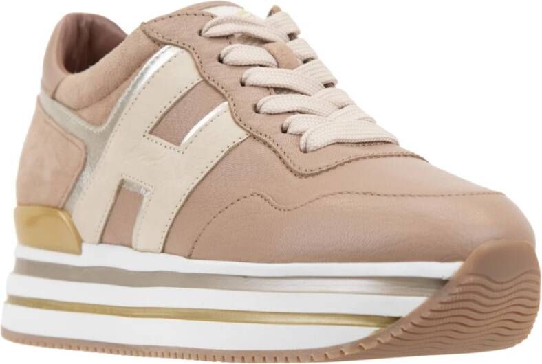 Hogan Leren Vetersneakers voor Dames Beige Dames