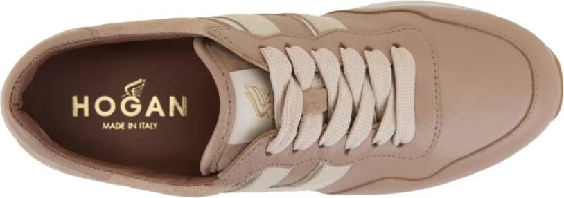 Hogan Leren Vetersneakers voor Dames Beige Dames