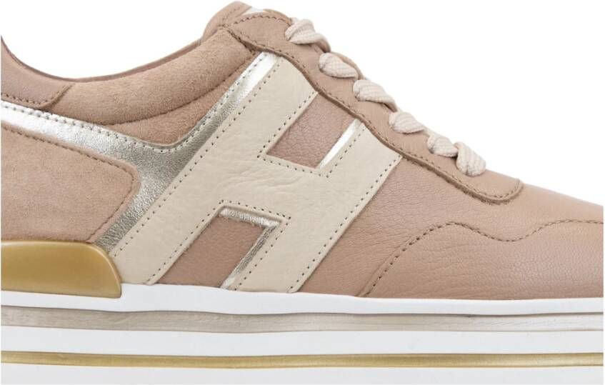 Hogan Leren Vetersneakers voor Dames Beige Dames