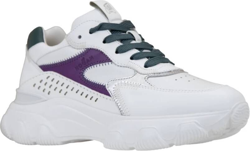 Hogan Leren Vetersneakers voor Dames White Dames