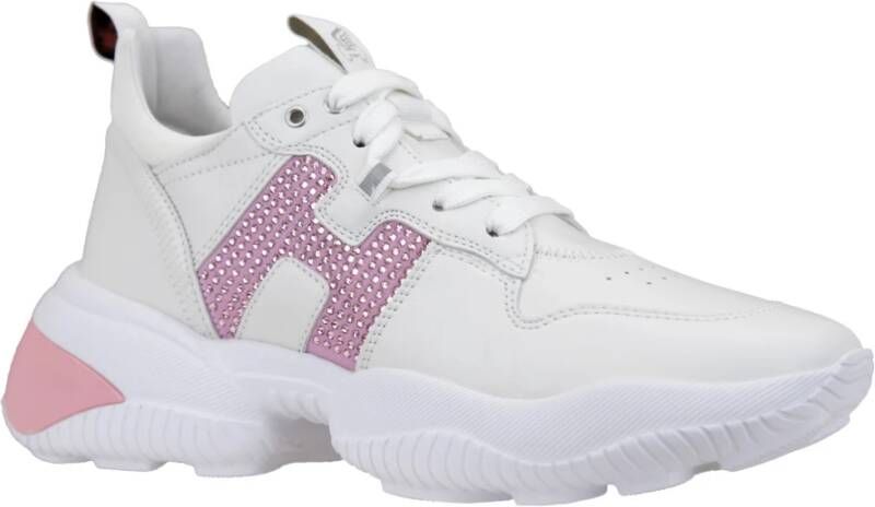 Hogan Leren Vetersneakers voor Dames White Dames