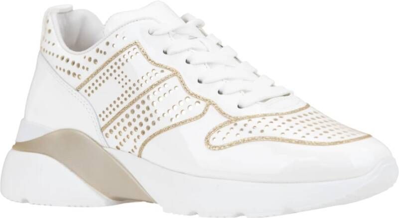 Hogan Leren Vetersneakers voor Dames White Dames