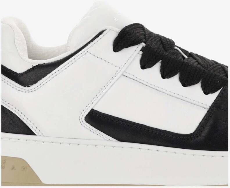 Hogan Leren Vetersneakers Zwart Wit White Heren