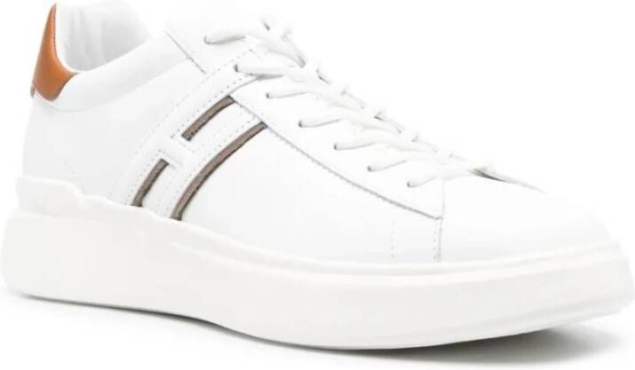 Hogan Logo Sneakers Wit Bruin Rubberen Zool White Heren