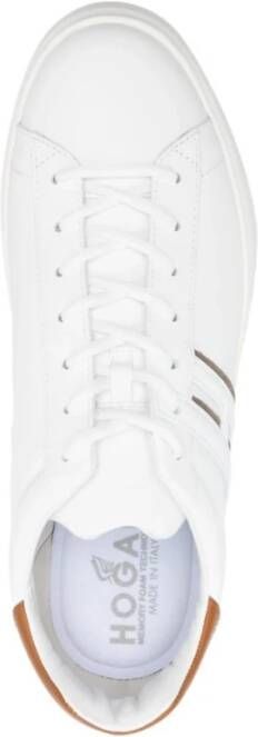 Hogan Logo Sneakers Wit Bruin Rubberen Zool White Heren