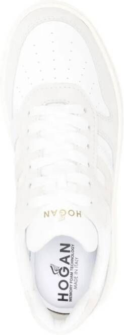 Hogan Logo Sneakers Wit Grijs Rubber Zool White Dames