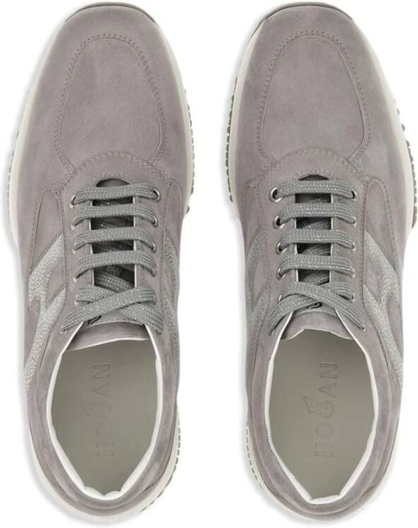 Hogan Metallic Sneakers Panel Design Gray Dames