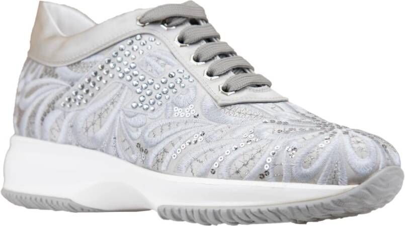 Hogan Paillet Patroon Stof Veterschoenen White Dames