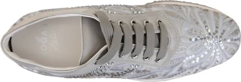 Hogan Paillet Patroon Stof Veterschoenen White Dames