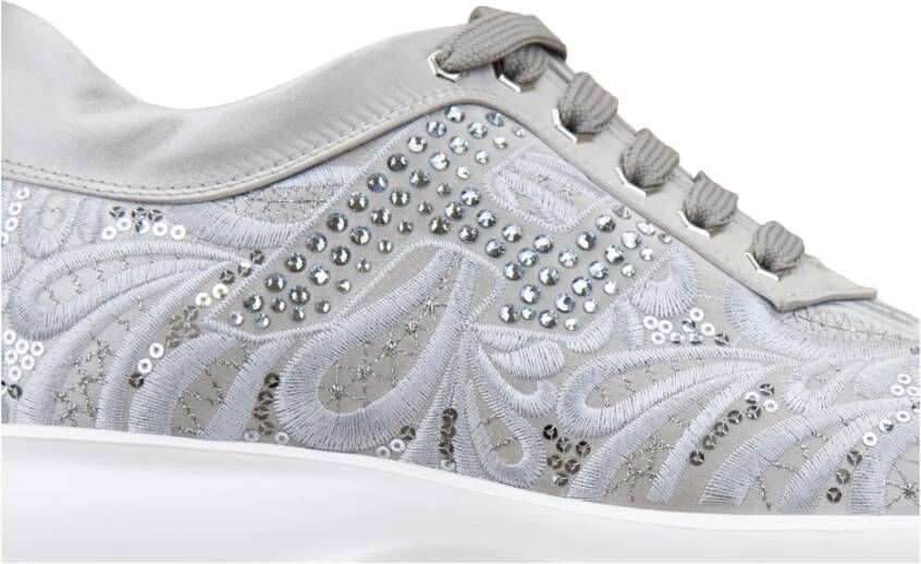 Hogan Paillet Patroon Stof Veterschoenen White Dames