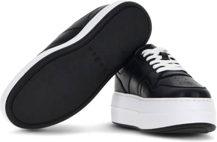 Hogan Zwarte Leren Sneakers met Ademende Details Black Dames