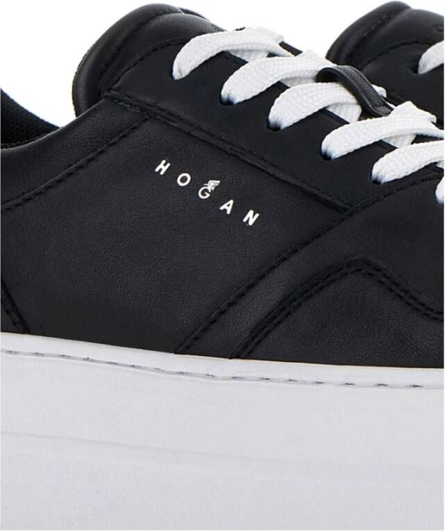 Hogan Zwarte Leren Sneakers met Ademende Details Black Dames