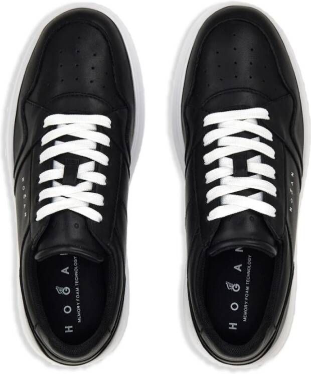 Hogan Zwarte Leren Sneakers met Ademende Details Black Dames