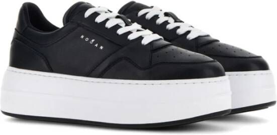 Hogan Zwarte Leren Sneakers met Ademende Details Black Dames