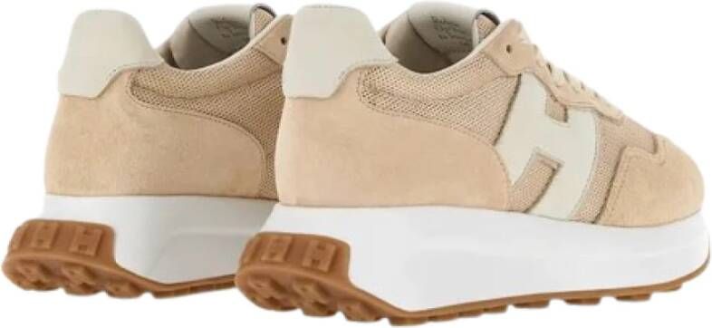 Hogan Patch Sneaker voor Stijlvolle Look Beige Dames