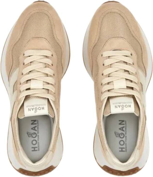 Hogan Patch Sneaker voor Stijlvolle Look Beige Dames