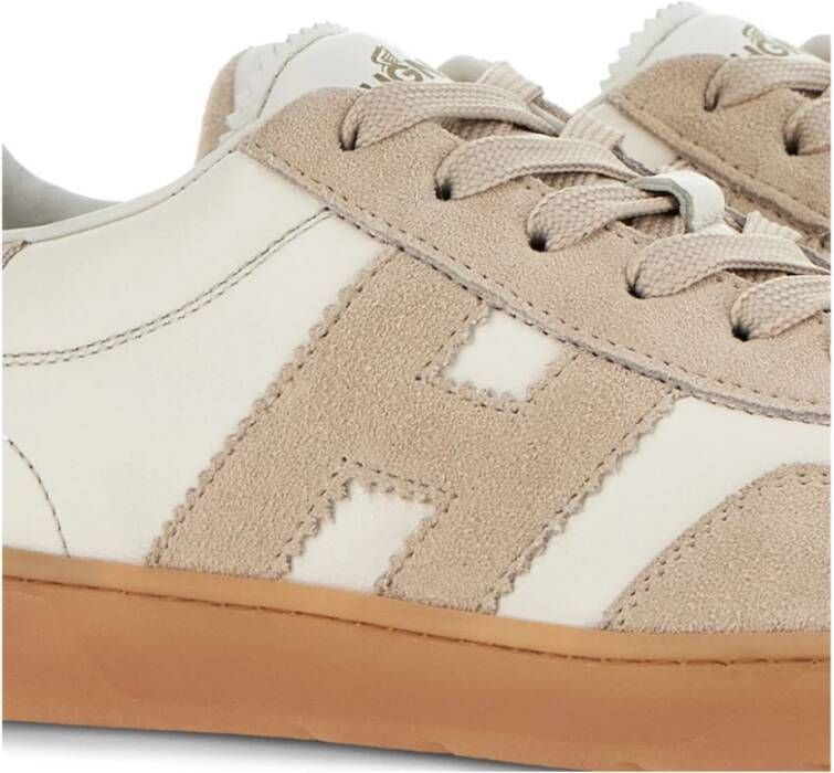 Hogan Platte Beige Suède Veterschoenen Beige Dames