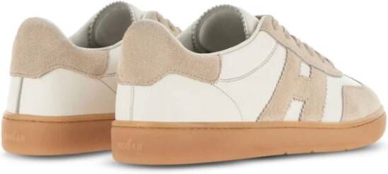 Hogan Platte Beige Suède Veterschoenen Beige Dames