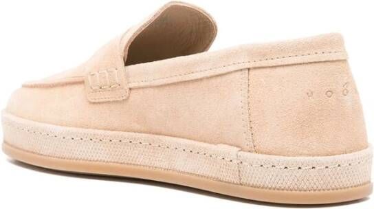 Hogan Platte Moc Stiksel Schoenen Beige Dames