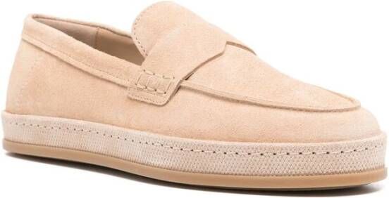 Hogan Platte Moc Stiksel Schoenen Beige Dames