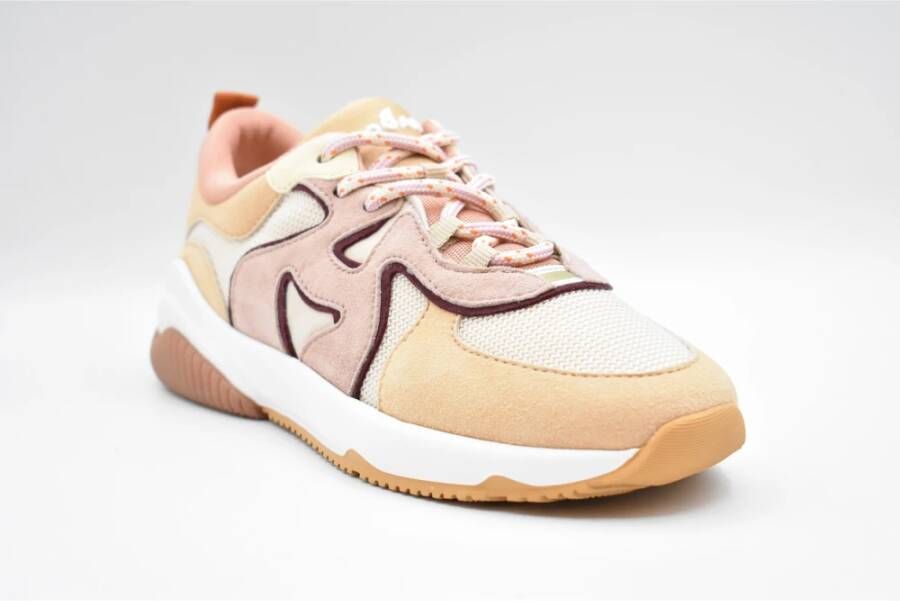 Hogan Platte schoenen in roze-beige suède en stof Multicolor Dames