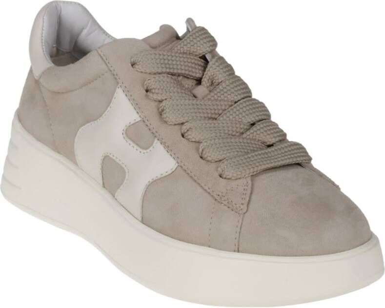 Hogan Platte Schoenen Rebel Suède Model Beige Dames