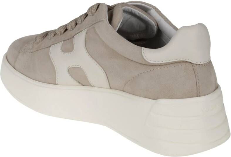 Hogan Platte Schoenen Rebel Suède Model Beige Dames