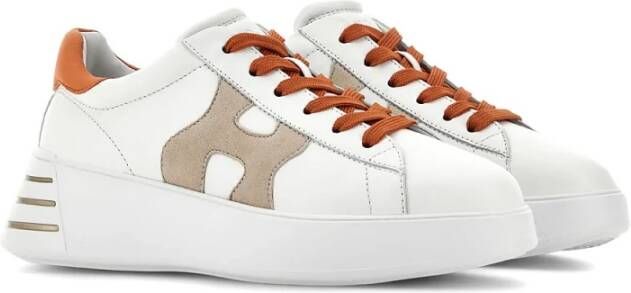 Hogan Rebel Witte Leren Sneakers met Beige Suède H Detail White Heren