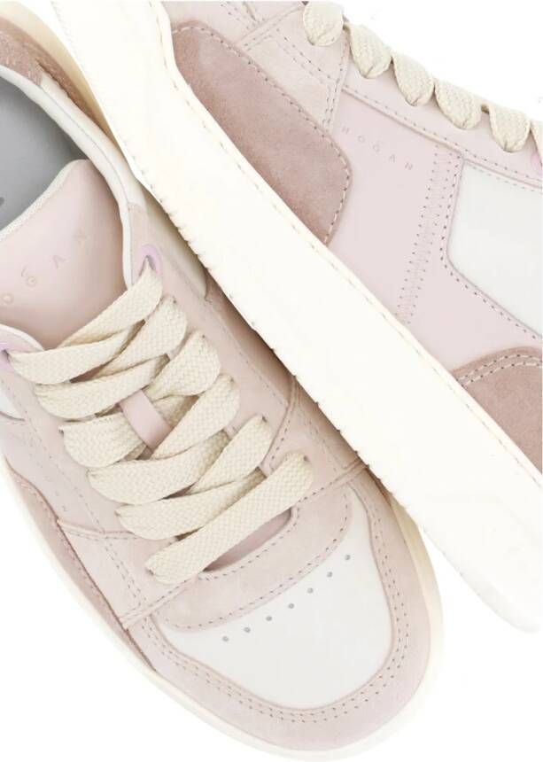 Hogan Roze Leren Sneakers met Ademende Details Pink Dames