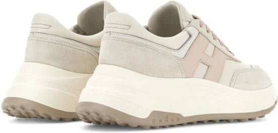 Hogan Roze Leren Veterschoenen Beige Dames