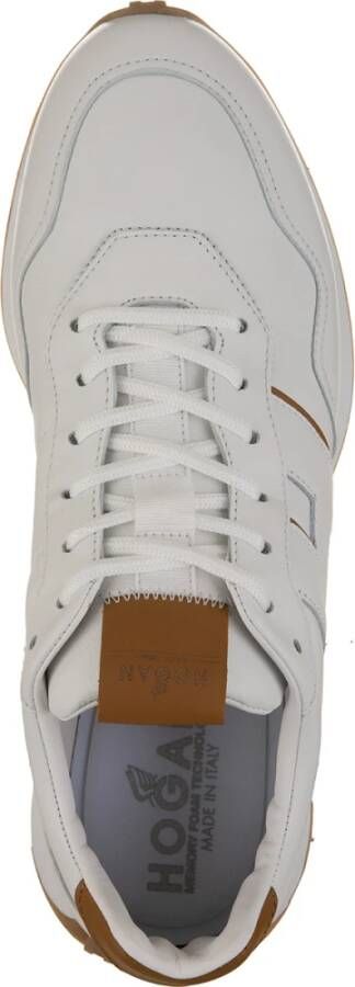 Hogan Bruin Leren Sneakers met Contrastdetail White Heren