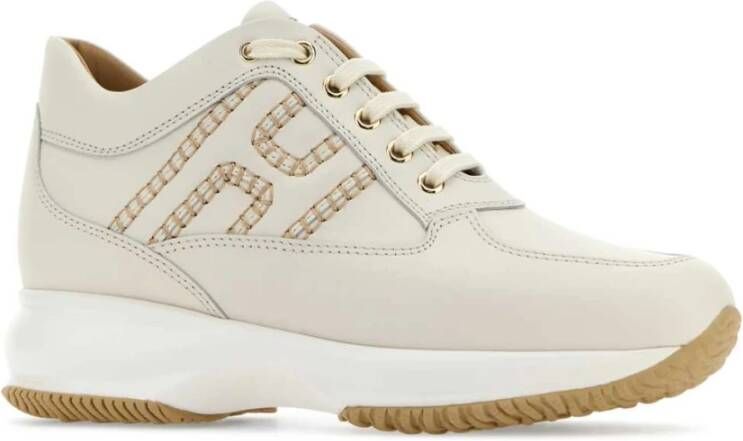 Hogan Stijlvolle Ivoorleren Sneakers Beige Dames