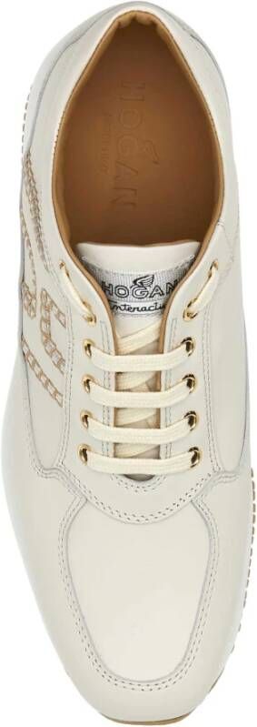 Hogan Stijlvolle Ivoorleren Sneakers Beige Dames