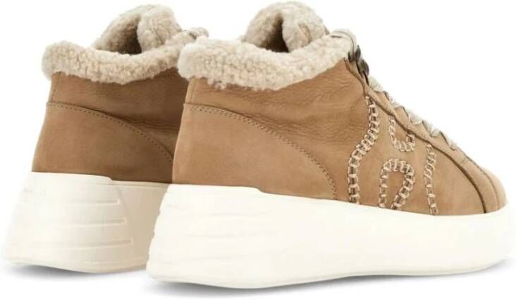 Hogan Trendy Leren High Top Sneakers Beige Dames