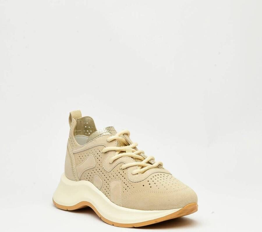 Hogan Stijlvolle Suede Sneakers Beige Dames