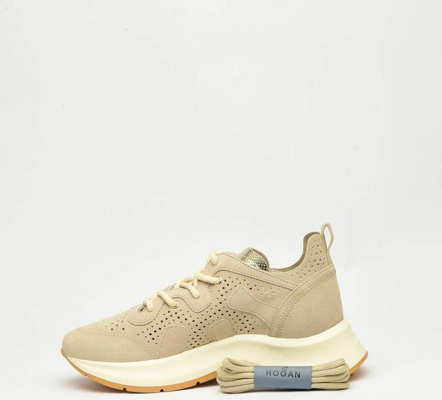 Hogan Stijlvolle Suede Sneakers Beige Dames