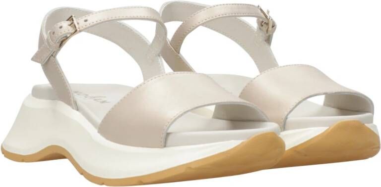 Hogan Beige Leren Platte Sandalen Beige Dames