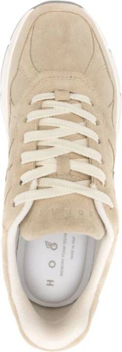 Hogan Sneakers Beige Panel Ontwerp Ronde Neus Beige Dames