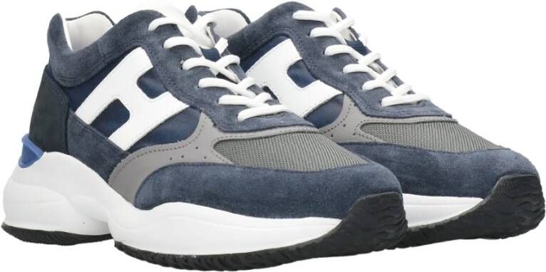 Hogan Blauwe Suède Sneakers met Technische Inzetstukken Blauw Heren