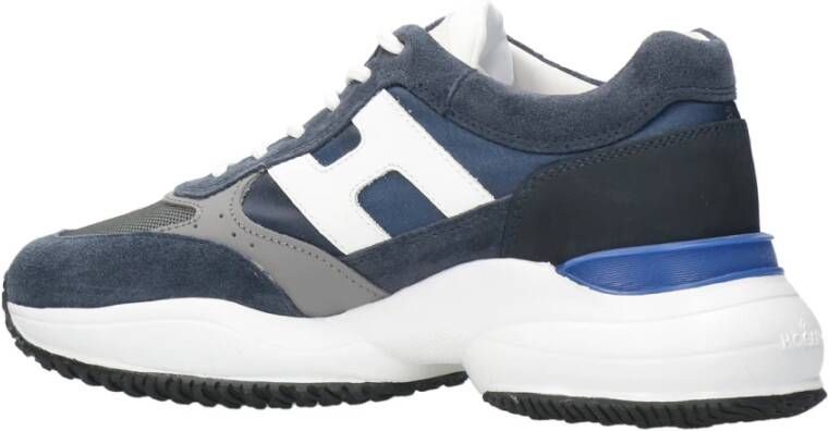 Hogan Blauwe Suède Sneakers met Technische Inzetstukken Blauw Heren