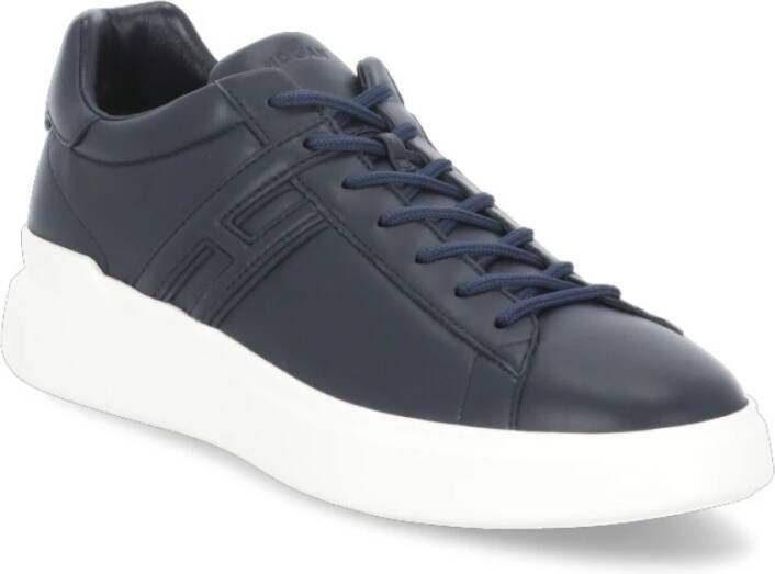 Hogan Blauwe Leren Sneakers met Ronde Neus en Logotong Blauw Heren