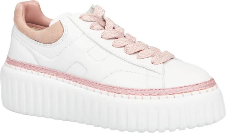 Hogan Witte Sneakers met Roze Profielen White Dames